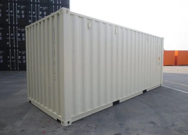 Contentor marítimo creme de 20 pés, primeira viagem.